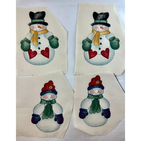 Lot of 8 Dianna Marcum Snowman Appliques Hearts Cotton - Picture 2 of 6